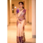 Generic Women's Soft Lichi Silk Printed Saree With Unstitched Blouse 5.5Mtr (Purple) - Image 2