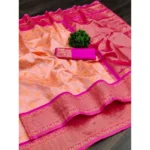 Generic Women's Soft Lichi Silk Printed Saree With Unstitched Blouse 5.5Mtr (Pink) - Image 2