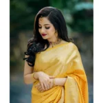Generic Women's Soft Lichi Silk Printed Saree With Unstitched Blouse 5.5Mtr (Yellow) - Image 2