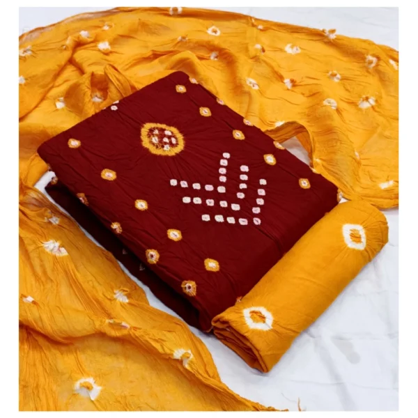 Generic Women's Rayon Printed Unstitched Salwar Suit Material With Dupatta 2.3Mtrs (Red)