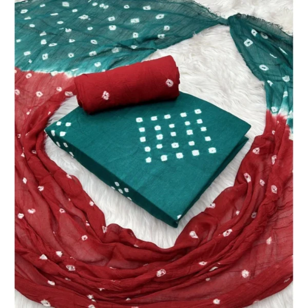 Generic Women's Rayon Printed Unstitched Salwar Suit Material With Dupatta 2.3Mtrs (Rama)