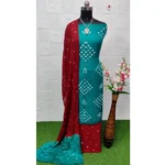Generic Women's Rayon Printed Unstitched Salwar Suit Material With Dupatta 2.3Mtrs (Rama) - Image 2