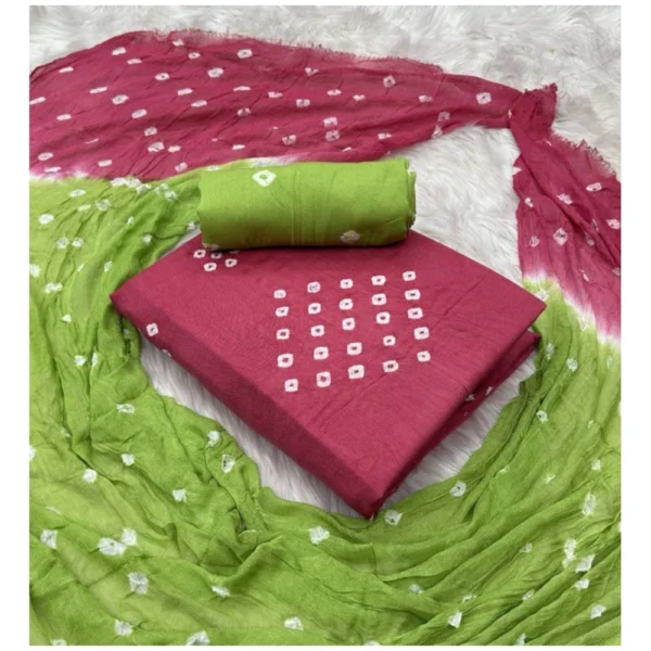 Generic Women's Rayon Printed Unstitched Salwar Suit Material With Dupatta 2.3Mtrs (Pink)