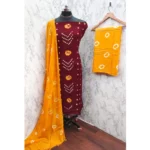 Generic Women's Rayon Printed Unstitched Salwar Suit Material With Dupatta 2.3Mtrs (Red) - Image 2