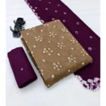 Generic Women's Cambric Cotton Printed Unstitched Salwar Suit Material With Dupatta 2.3Mtrs (Beige)