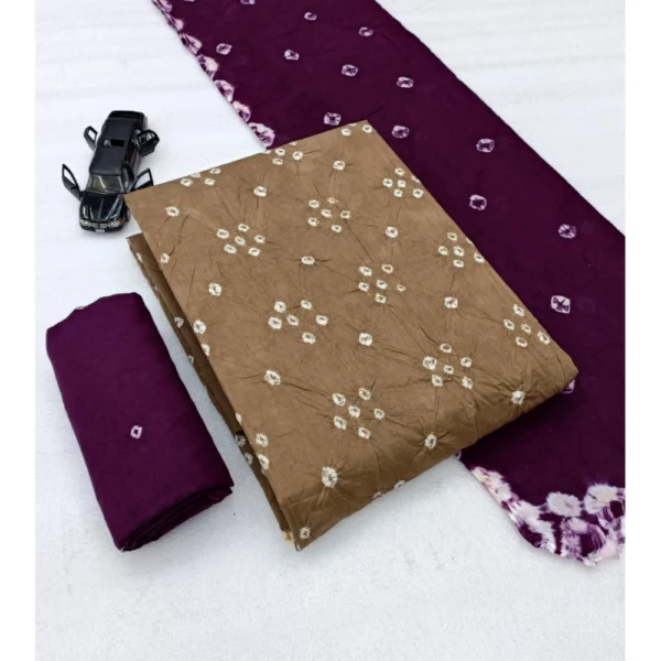 Generic Women's Cambric Cotton Printed Unstitched Salwar Suit Material With Dupatta 2.3Mtrs (Beige)