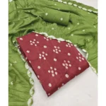 Generic Women's Cambric Cotton Printed Unstitched Salwar Suit Material With Dupatta 2.3Mtrs (Green) - Image 3