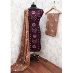 Generic Women's Rayon Printed Unstitched Salwar Suit Material With Dupatta 2.3Mtrs (Wine) - Image 2