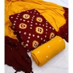 Generic Women's Rayon Printed Unstitched Salwar Suit Material With Dupatta 2.3Mtrs (Red)