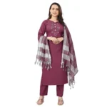Purple Cotton Kurti Set