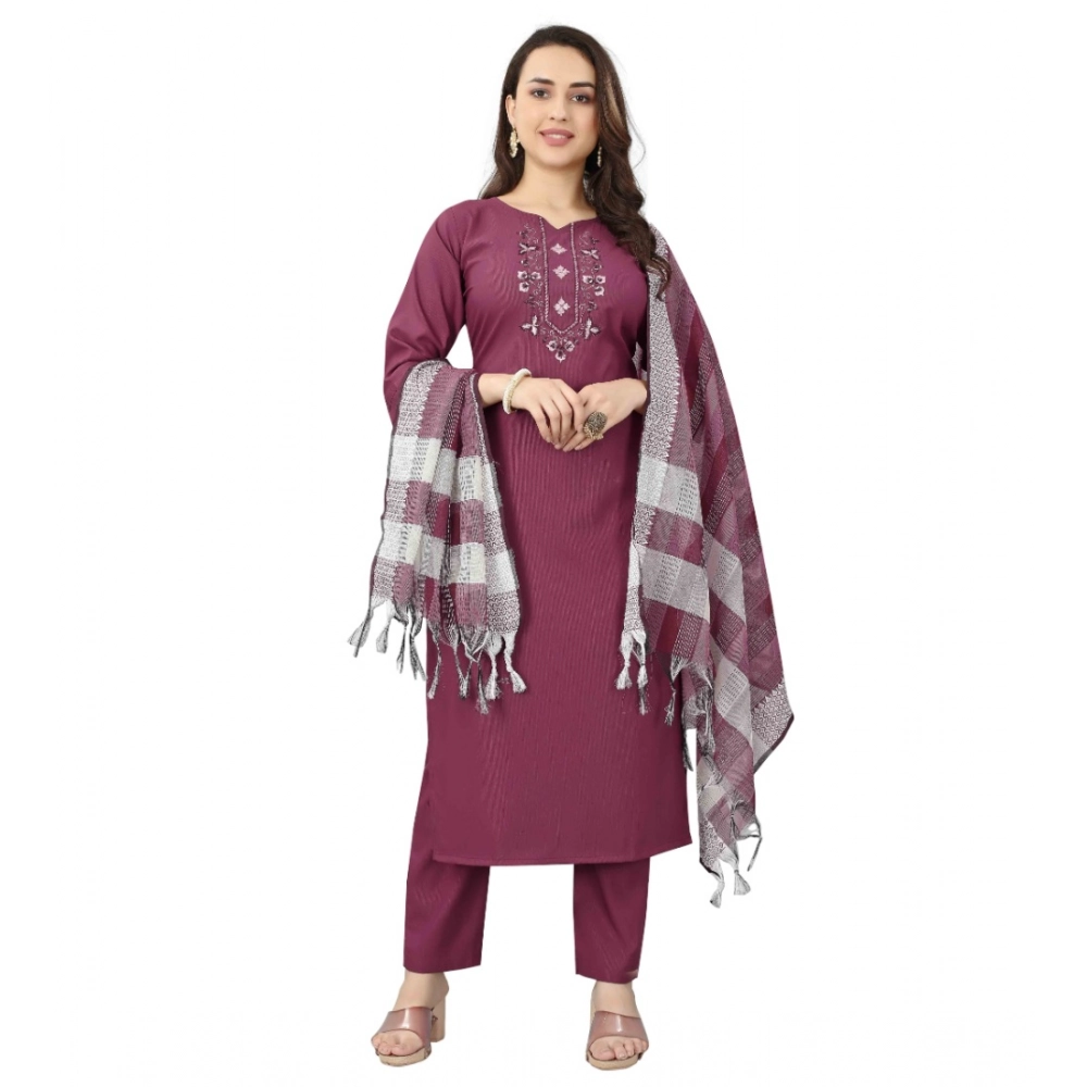 Purple Cotton Kurti Set