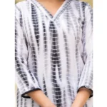 Generic Women's Cotton Printed 3-4 th Sleeve V Neck Kurti With Pant Dupatta Set (Black) - Image 3