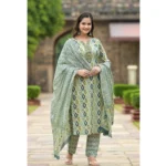 women's printed cotton kurti set