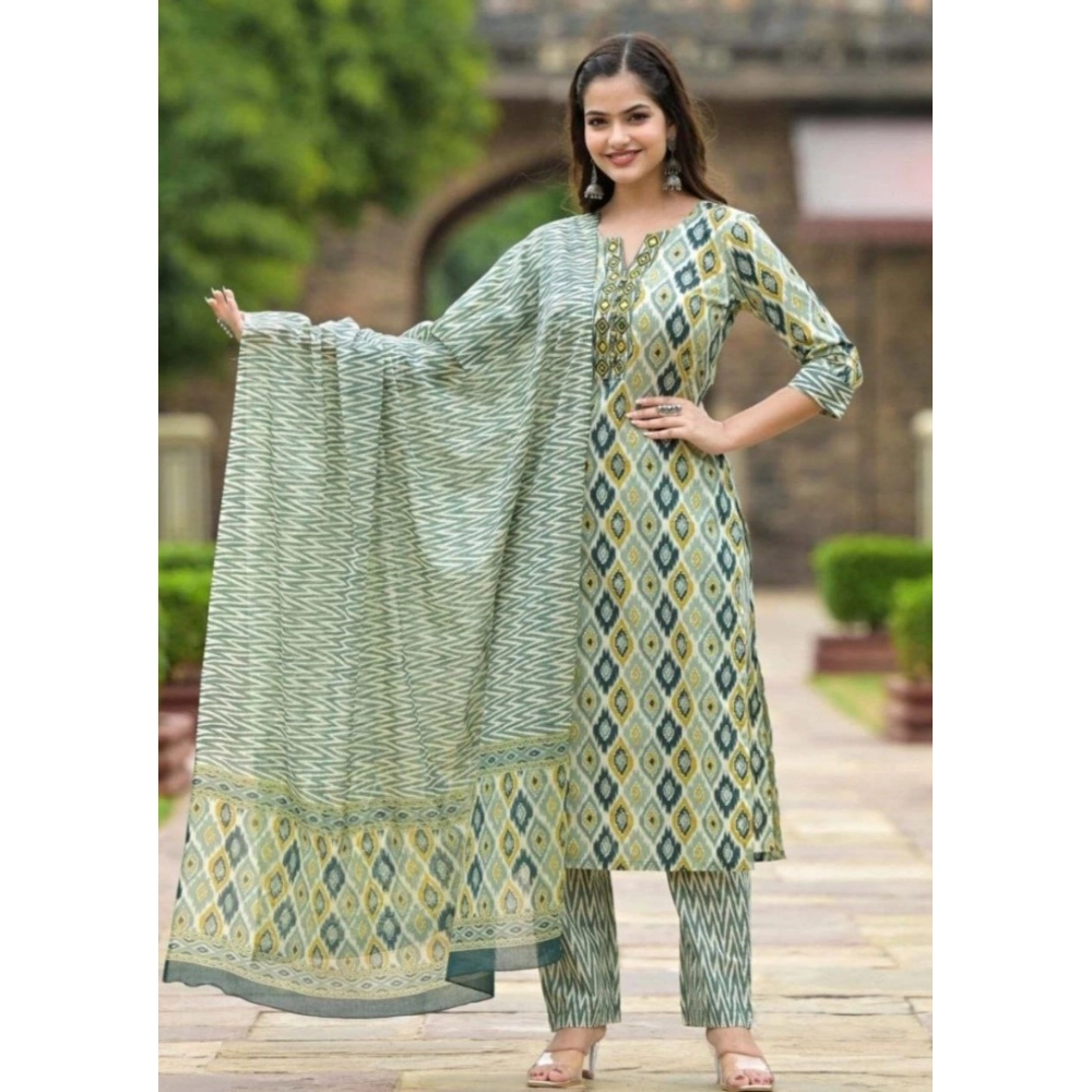 women's printed cotton kurti set