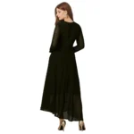 Generic Women's Georgette Embroidered Full Sleeve Round Neck Gown (Mehendi) - Image 5