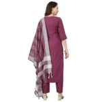 Purple Cotton Kurti Set - Angle 5