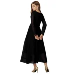 Generic Women's Georgette Embroidered Full Sleeve Round Neck Gown (Black) - Image 5