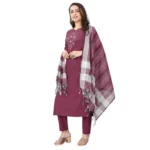 Purple Cotton Kurti Set - Angle 4