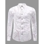 Generic Men's Casual PollyCotton Textured Full Sleeve Collar Shirt (Pink)