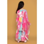 Generic Girl's Rayon Printed Codding Lace Anarkali-Style Suit (Multicolor) - Image 3