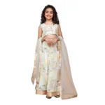 Generic Girl's Chiffon Printed Lehenga Choli Set (Green)