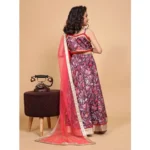 Generic Girl's Chiffon Printed Lehenga Choli Set (Maroon) - Image 5