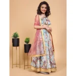Generic Girl's Chiffon Printed Lehenga Choli Set (Blue) - Image 4