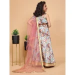 Generic Girl's Chiffon Printed Lehenga Choli Set (Blue) - Image 5