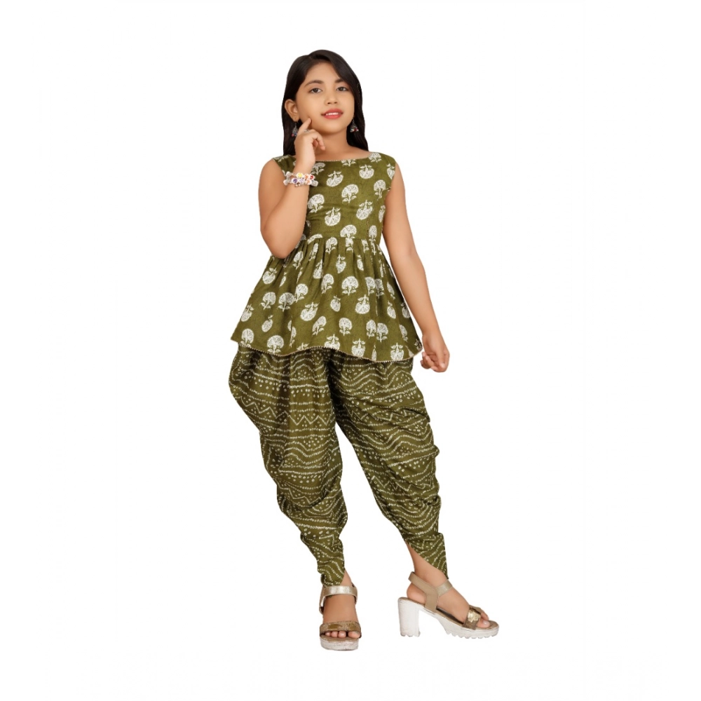 54515960386_ffe10841e9_o_d-1000x1000-1.webp Generic Girl's Cotton Rayon Printed Top And Dhoti With Dupatta Set (Green) - Image 1