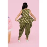 Generic Girl's Cotton Rayon Printed Top And Dhoti With Dupatta Set (Green) - Image 4