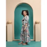 Generic Girl's Maslin Printed Top And Plazzo Set (Multicolor) - Image 3
