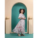 Generic Girl's Maslin Printed Maxi Length Dress (Multicolor) - Image 3