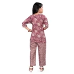 Generic Girl's Cotton Printed Top With Bottom Set (Purple) - Image 5