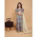 Generic Girl's Chiffon Printed Lehenga Choli Set (Multicolor) - Image 4