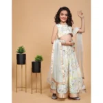 Generic Girl's Chiffon Printed Lehenga Choli Set (Green) - Image 3