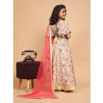 Generic Girl's Chiffon Printed Lehenga Choli Set (Beige) - Image 5