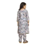 Generic Girl's Maslin Embrodrery Lace Aliya Cut Top With Bottom Dupatta Set (Grey) - Image 5