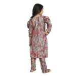 Generic Girl's Maslin Embrodrery Lace Aliya Cut Top With Bottom Dupatta Set (Multicolor) - Image 5