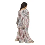 Generic Girl's Maslin Embrodrery Lace Aliya Cut Top With Sharara Dupatta Set (Pink) - Image 5