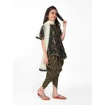 Generic Girl's Cotton Printed Kurtis With Dhoti Dupatta Set (Black) - Image 5