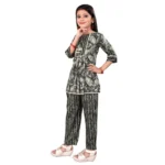 Generic Girl's Cotton Printed Top With Bottom Set (Grey) - Image 3