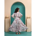 Generic Girl's Maslin Printed Maxi Length Dress (Multicolor) - Image 5