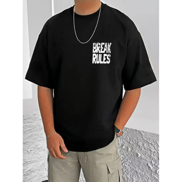 Black Men's Casual Cotton Blend Printed Half Sleeve T-Shirt