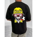 Generic Men's Casual Cotton Blend Printed Round Neck Half Sleeve T-Shirt (Black) - Image 4