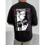 Generic Men's Casual Cotton Blend Printed Round Neck Half Sleeve T-Shirt (Black) - Image 4