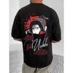 Generic Men's Casual Cotton Blend Printed Round Neck Half Sleeve T-Shirt (Black) - Image 4