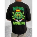 Generic Men's Casual Cotton Blend Printed Round Neck Half Sleeve T-Shirt (Black) - Image 3