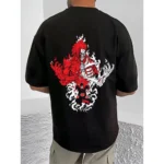 Generic Men's Casual Cotton Blend Printed Round Neck Half Sleeve T-Shirt (Black) - Image 4