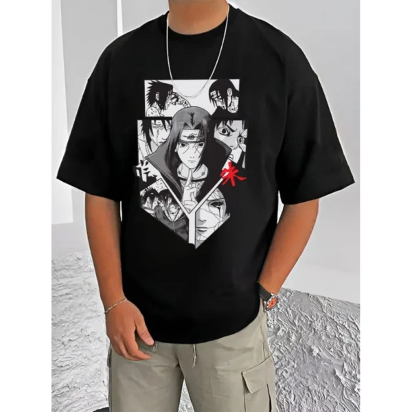 Men's Black Printed Cotton Blend Half Sleeve T-Shirt