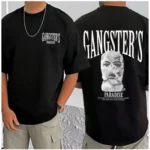 Generic Men's Casual Cotton Blend Printed Round Neck Half Sleeve T-Shirt (Black) - Image 3